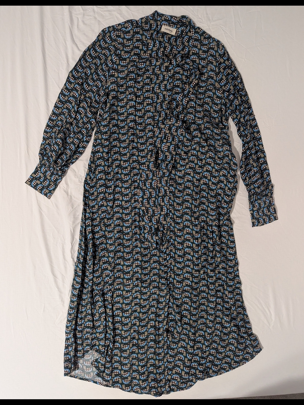 Ottod'Ame Women's Teal Long Sleeve Bird Print Dress Size 6 (US)
